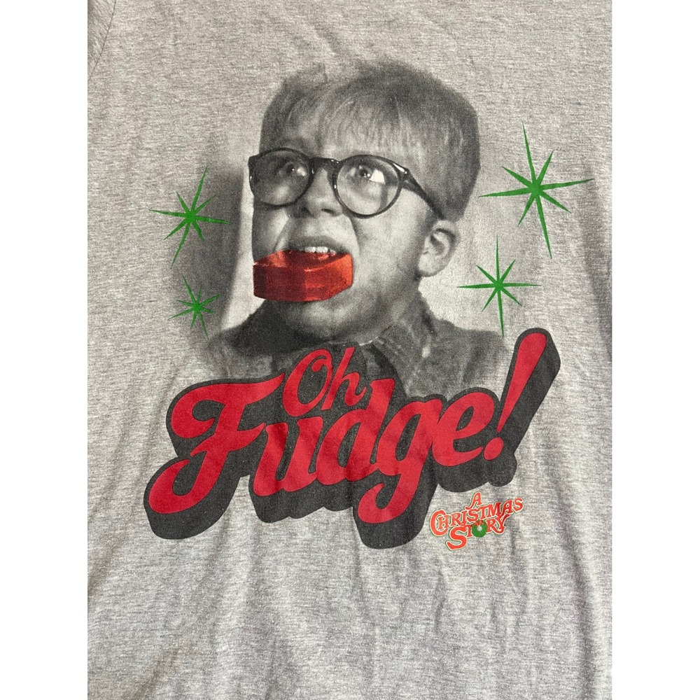 A Christmas Story Oh Fudge Ralphie Graphic T-Shirt Gray Small Holiday Movie Tee - Picture 2 of 6